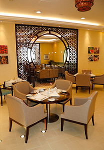 迪拜酒店摄影照片_在豪华的酒店，迪拜，阿联酋的餐厅