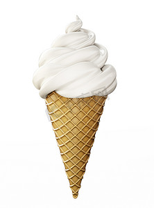 华夫饼冰淇淋在白色上隔离开来。3d说明