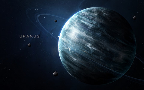 天王星-高分辨率的3D图像显示了太阳系的行星.这个图像元素由NASA提供.