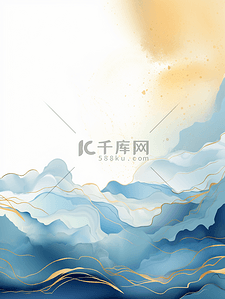中国古典风纹理背景图片_中国风描金山水纹理背景7