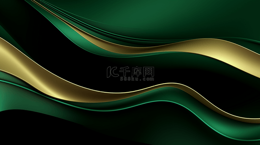 豪华现代 3D 背景绿色波浪渐变抽象。