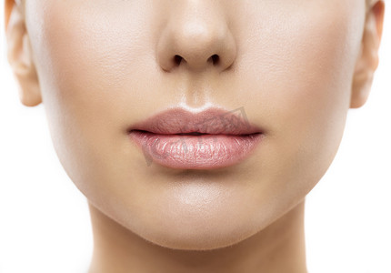 完整框架PPT摄影照片_嘴唇，女人的脸嘴美女，漂亮的皮肤和完整的唇部特写