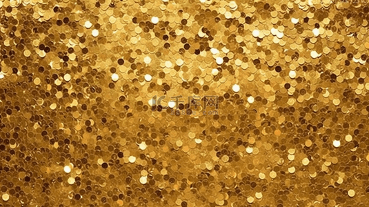 金色玻璃球，上面配有金色的闪光灯，在深色背景上进行隔离，金色闪光灰尘模糊化。