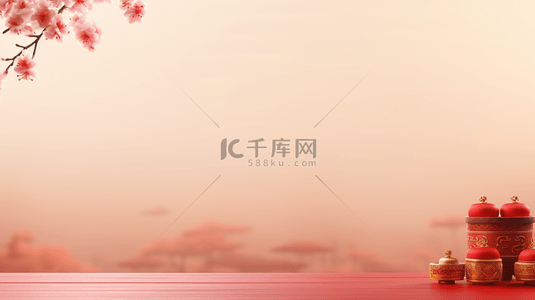 中国风春节桃花装饰背景10