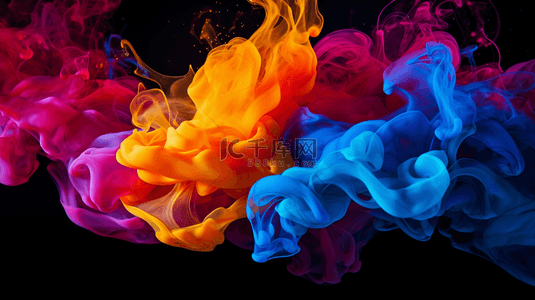 彩色水墨背景图片_金色闪闪发光的抽象背景，豪华黑烟丙烯酸漆水下爆炸宇宙旋涡墨水。