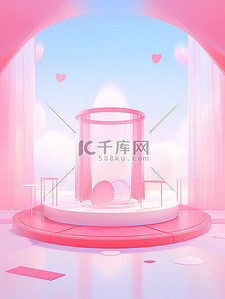 梦幻粉紫背景图片_极简舞台设计效果图梦幻粉紫色彩6