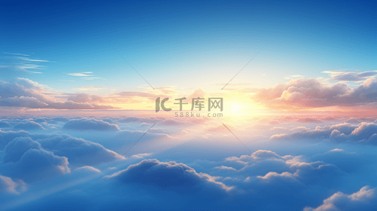 蓝色唯美日出云海天空背景15