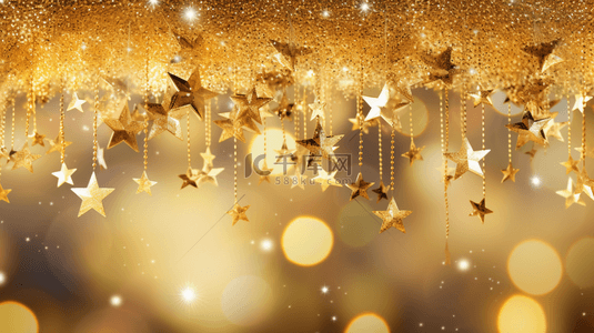 冬季背景图片_欢乐的新年背景，配有金色字母和星星。