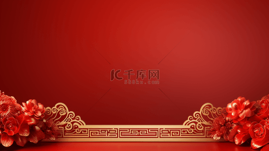 春节联欢晚会背景图片_复古中国风窗花春节背景2