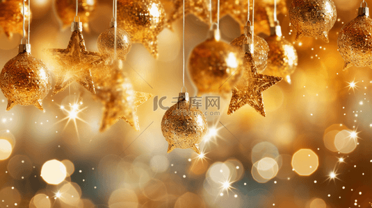 冬季背景图片_欢乐的新年背景，配有金色字母和星星。