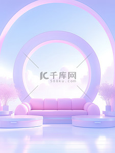 极简舞台设计效果图梦幻粉紫色彩18