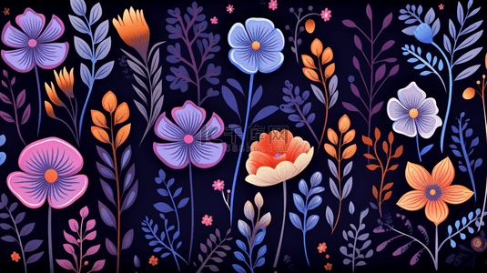 西米背景图片_美丽的单线条花朵和叶子，搭配波西米亚风格的彩色背景。