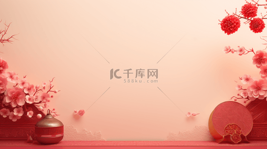 中国风春节桃花装饰背景9