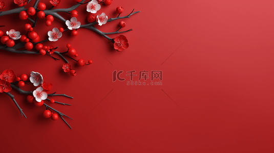 红背景图片_中国红鲜花装饰新年中秋背景11