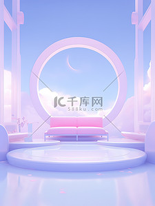 极简舞台设计效果图梦幻粉紫色彩9