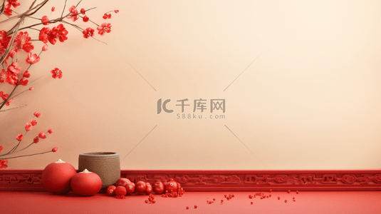 中国风春节桃花装饰背景13