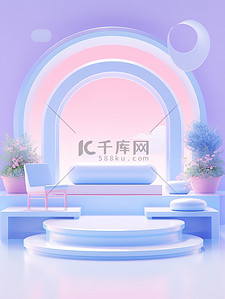 极简舞台设计效果图梦幻粉紫色彩10