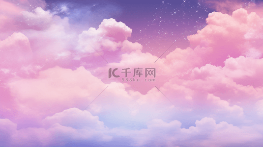 梦幻粉紫色背景背景图片_全息幻想彩虹独角兽背景带有云彩。柔和的色彩天空。神奇的景观，抽象的神奇图案。可爱的糖果壁纸。矢量。