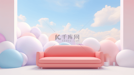 彩球背景图片_C4D彩球电商展示台背景2