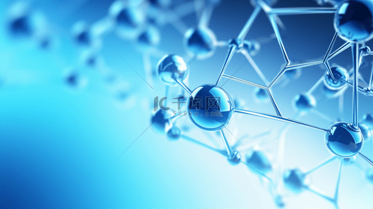 组合几何背景图片_蓝色生物科技分子结构背景6