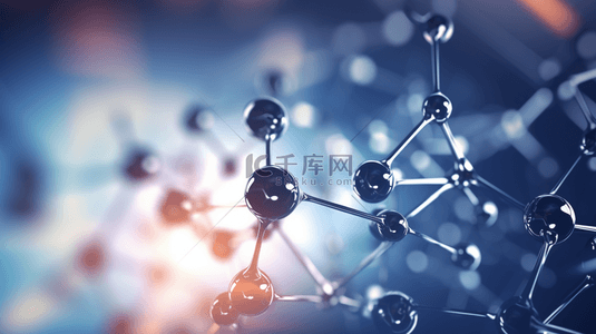 组合几何背景图片_蓝色生物科技分子结构背景4