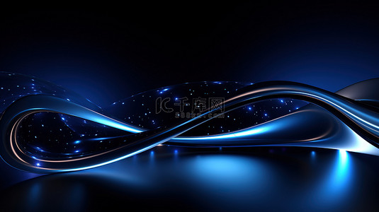弯曲科技线条背景图片_抽象平滑弯曲的线条蓝色黑色背景14