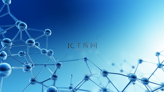 组合几何背景图片_蓝色生物科技分子结构背景