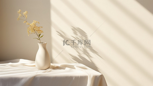 米白色桌子陶瓷花瓶家居电商背景9