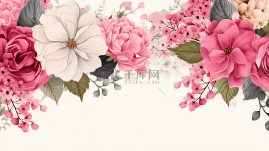 植物花卉图案背景图片_优雅的金色边框在花卉图案背景上。