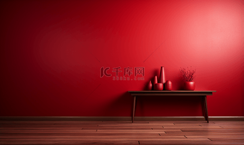 红色中国风春节新年简约室内墙面背景