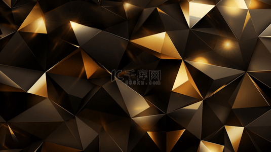 质感低多边形背景图片_黄金金属墙面低多边形背景3D渲染
