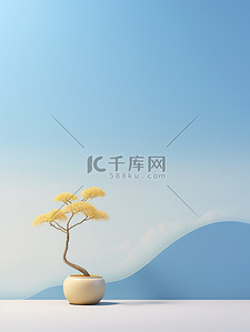 中国山水淡蓝色天空纯色背景1