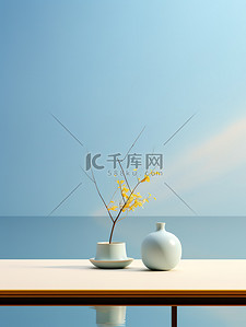 中国山水淡蓝色天空纯色背景18