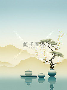 纯色背景背景图片_中国山水淡蓝色天空纯色背景5