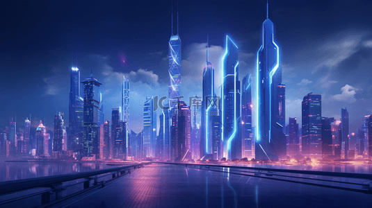 游戏背景图片_赛博朋克风高科技智慧城市背景1