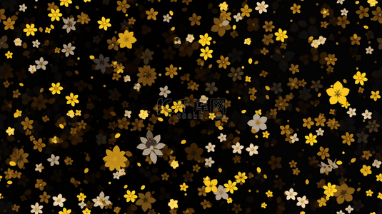 黑底黄色小花星星背景
