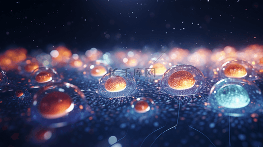 科技生物分子背景背景图片_C4D彩色渐变生物分子结构背景4