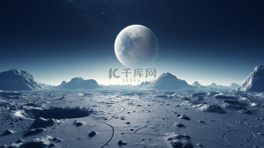 月球背景图片_科技感星球宇宙月球探索背景