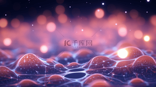 科技生物分子背景背景图片_C4D彩色渐变生物分子结构背景12