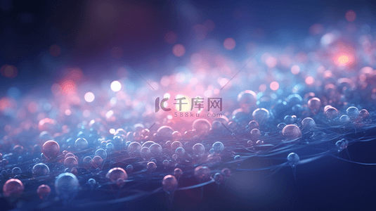 科技生物分子背景背景图片_C4D彩色渐变生物分子结构背景8