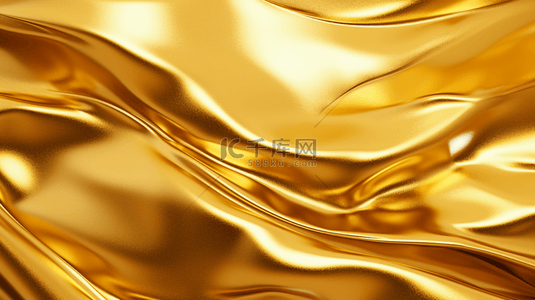 流动液体背景图片_金色流体泄漏融化的波动流动抽象背景液体金属的运动闪闪发光