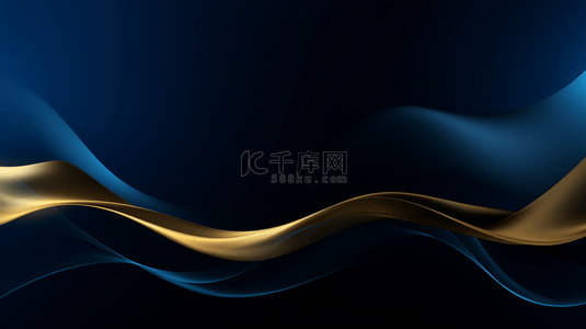 曲线几何曲线背景图片_抽象的蓝色和金色奢华背景。