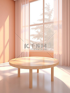 粉色房间背景图片_浅粉色房间简约桌子阳光光影15