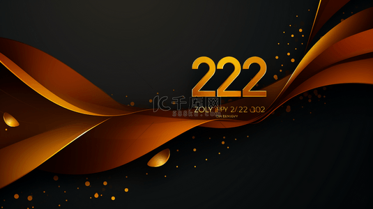 新年快乐背景图片_时尚2022新年金冠横幅，带有文字空间。