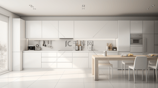 简约厨房背景图片_白色简约现代化装修厨房背景16