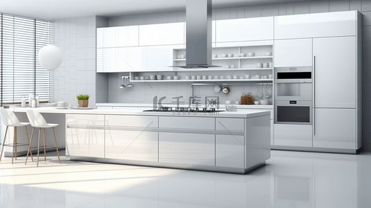 白色背景背景图片_白色简约现代化装修厨房背景2
