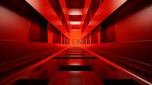 过道背景背景图片_红色科技空间感通向远方的走廊隧道背景1