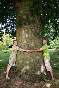 一对抱着树的情侣