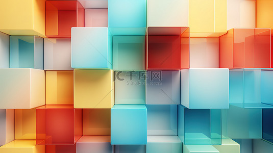 孟菲斯背景图片_几何正方形方块拼接彩色背景16