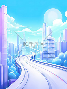 道路背景图片_城市建筑道路蓝色背景16